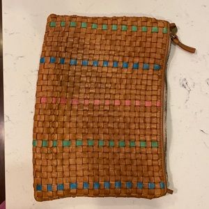 Clare V. Woven checkered flat clutch